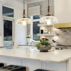 Anthea Retro Brass Glass Flower Pendant Light