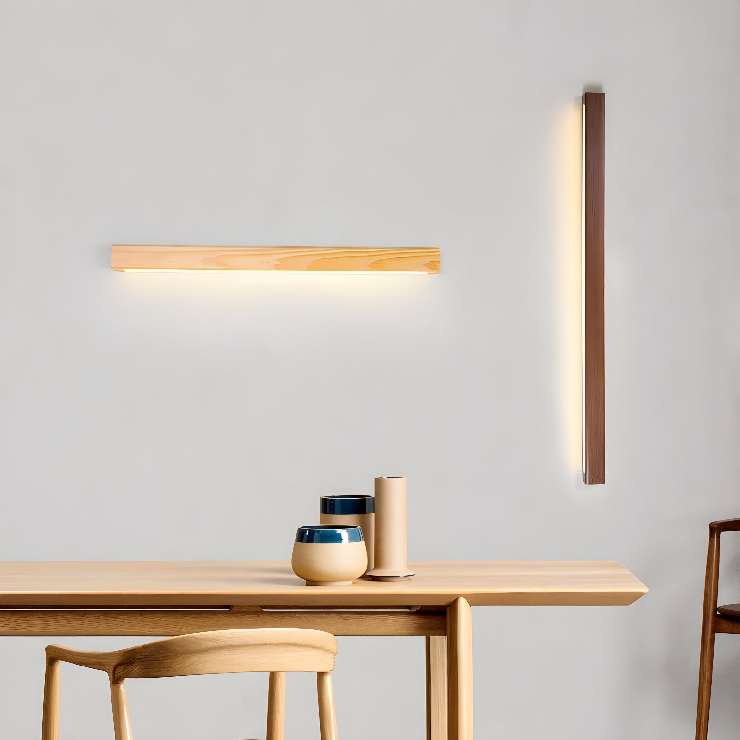 Linear Wood and LED Wall Sconce Minimalist Design