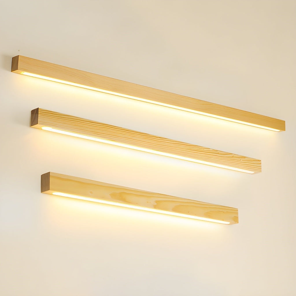 Linear Wood and LED Wall Sconce Minimalist Design