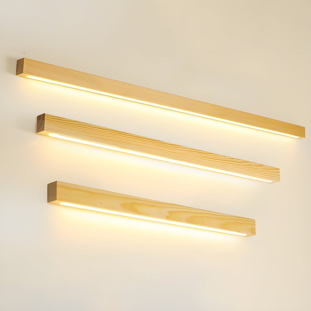 Linear Wood and LED Wall Sconce Minimalist Design