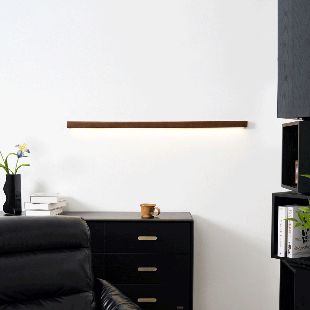 Linear Wood and LED Wall Sconce Minimalist Design
