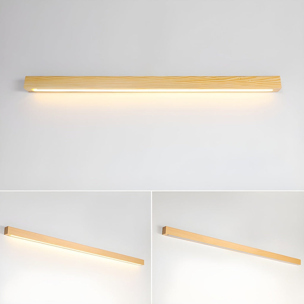 Linear Wood and LED Wall Sconce Minimalist Design