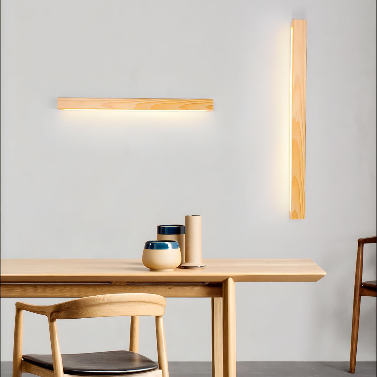 Linear Wood and LED Wall Sconce Minimalist Design