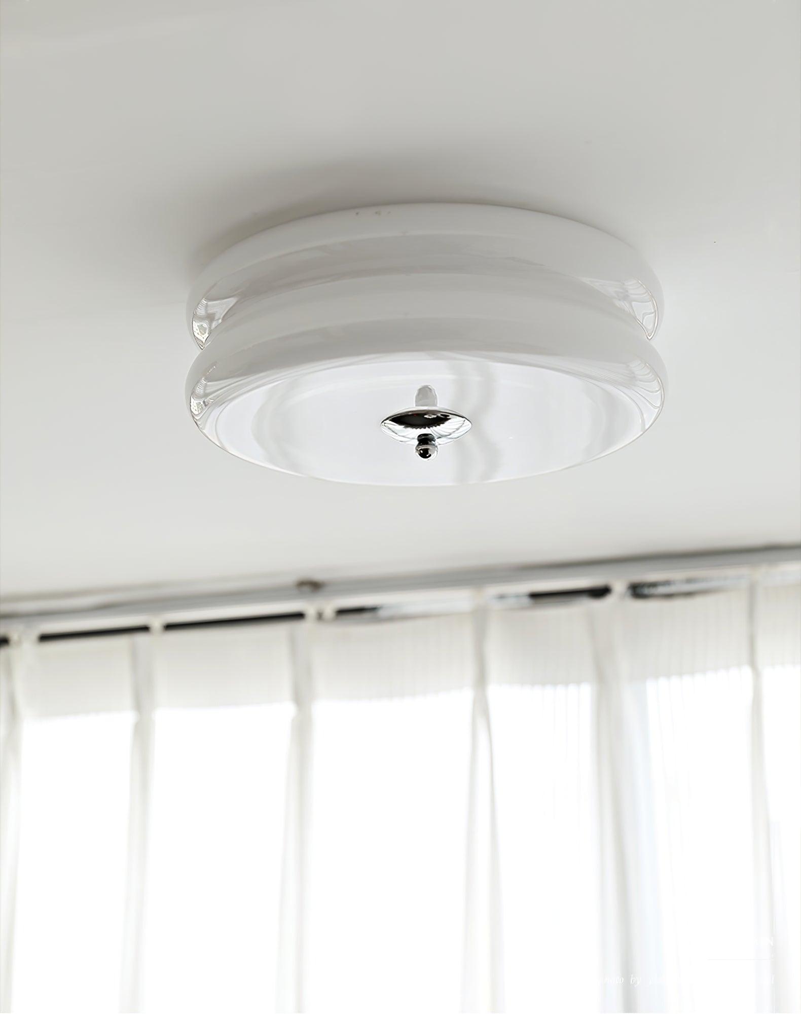 Art Deco Vintage Round Glass Ceiling Light 1-Light