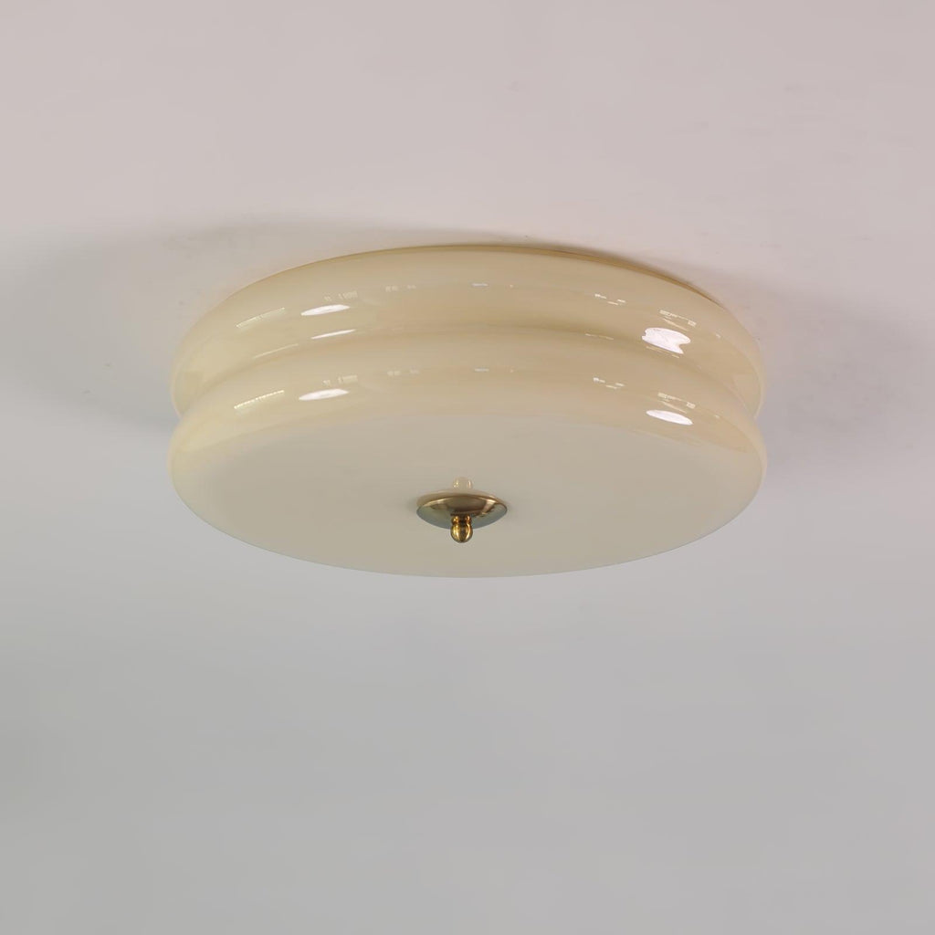 Art Deco Vintage Round Glass Ceiling Light 1-Light