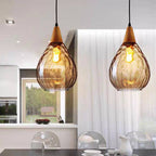 Arisha Vintage LED Suspension Amber Glass Wood Bedroom