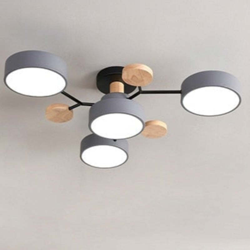 Arisha Geometric Flush Mount Ceiling Light Acrylic/Wood Living Room