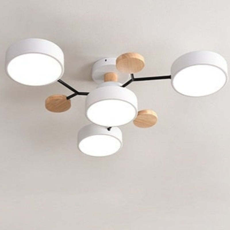 Arisha Geometric Flush Mount Ceiling Light Acrylic/Wood Living Room