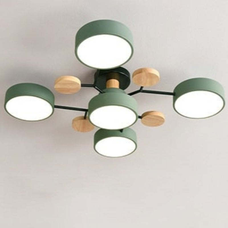 Arisha Geometric Flush Mount Ceiling Light Acrylic/Wood Living Room