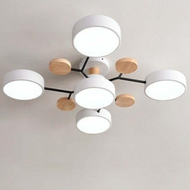 Arisha Geometric Flush Mount Ceiling Light Acrylic/Wood Living Room