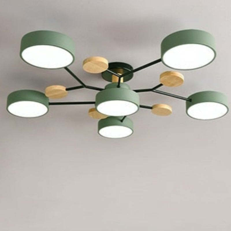 Arisha Geometric Flush Mount Ceiling Light Acrylic/Wood Living Room