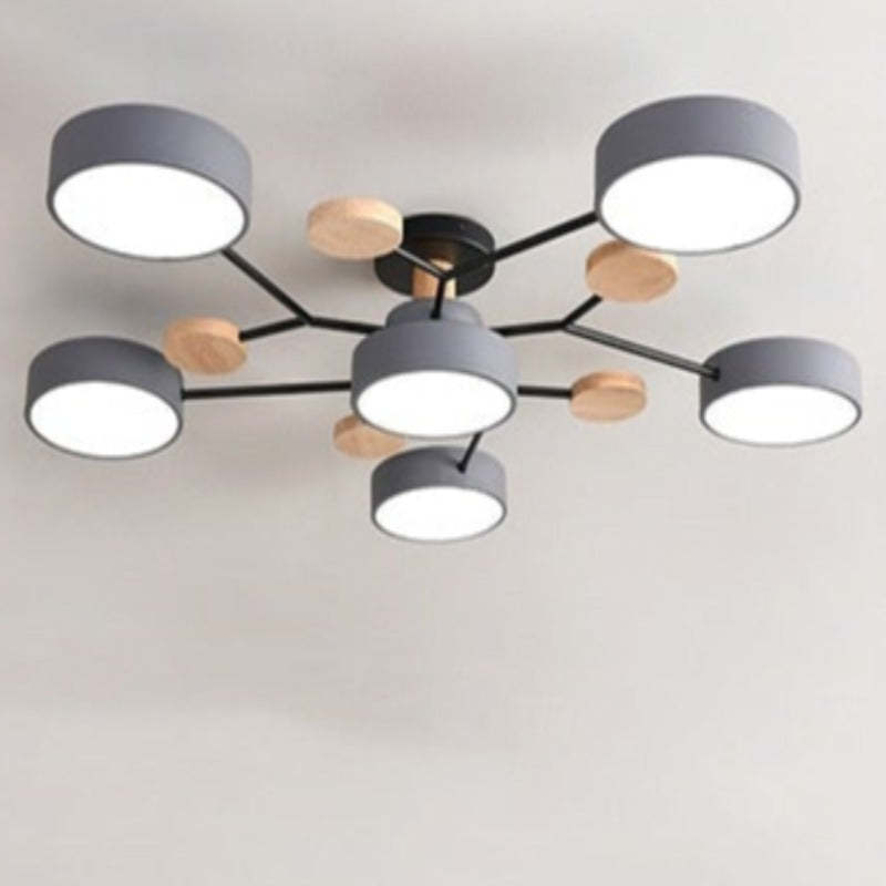 Arisha Geometric Flush Mount Ceiling Light Acrylic/Wood Living Room