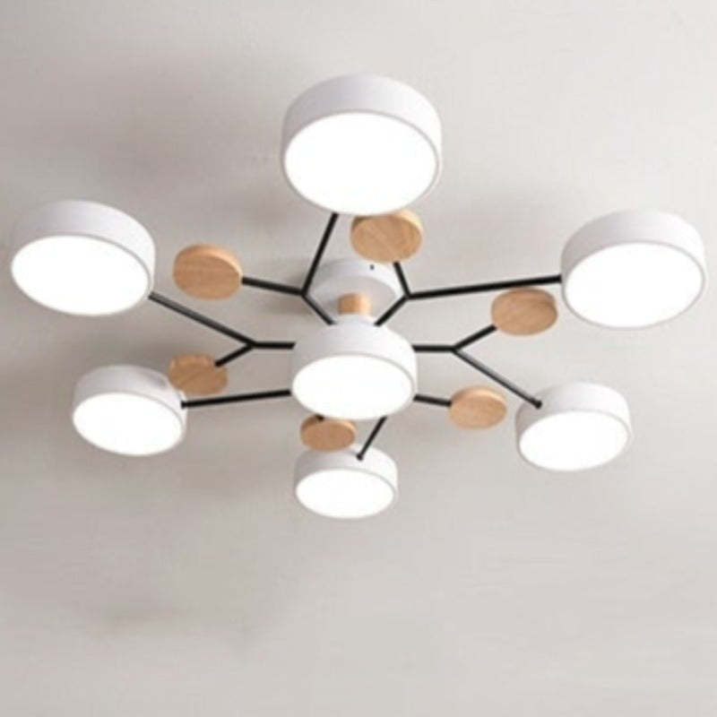Arisha Geometric Flush Mount Ceiling Light Acrylic/Wood Living Room