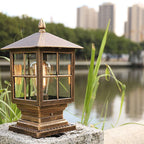 Etilo Modern Metal Glass Lantern LED Outdoor Light Post