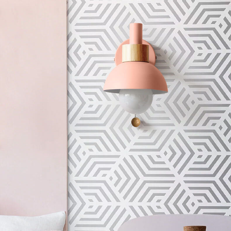 Nordic Wood & Metal Globe Wall Sconce LED 1-light