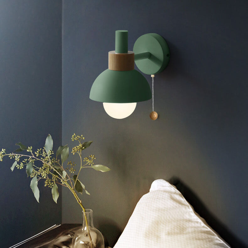 Nordic Wood & Metal Globe Wall Sconce LED 1-light