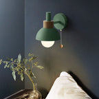 Nordic Wood & Metal Globe Wall Sconce LED 1-light