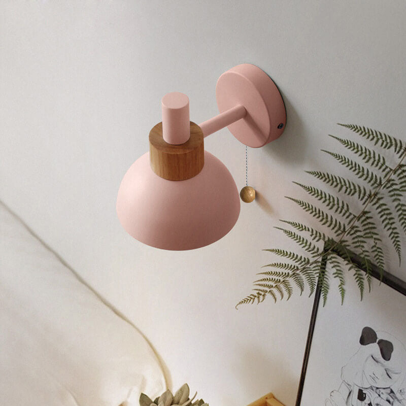 Nordic Wood & Metal Globe Wall Sconce LED 1-light