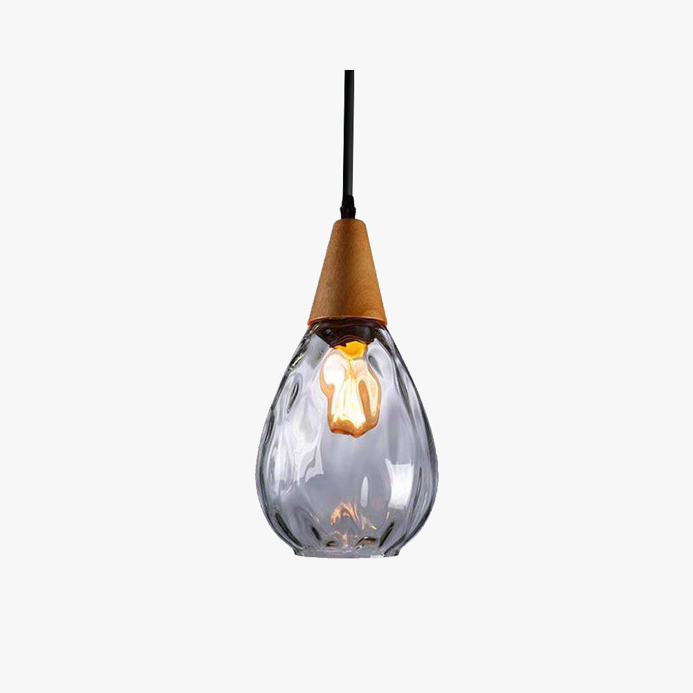 Arisha Vintage LED Suspension Amber Glass Wood Bedroom