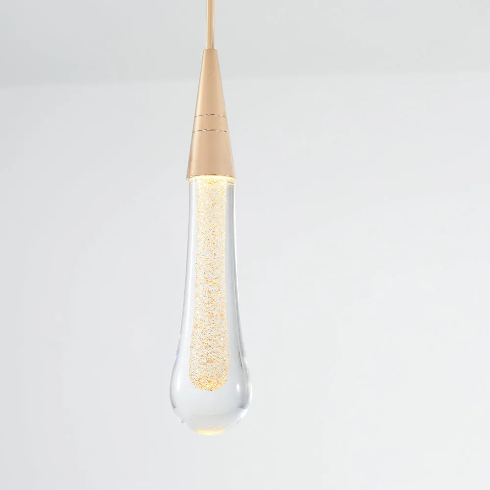 Kristy Pendant Light Drop Shape Gold Bedroom Crystal/Metal 1/3/5-bulb