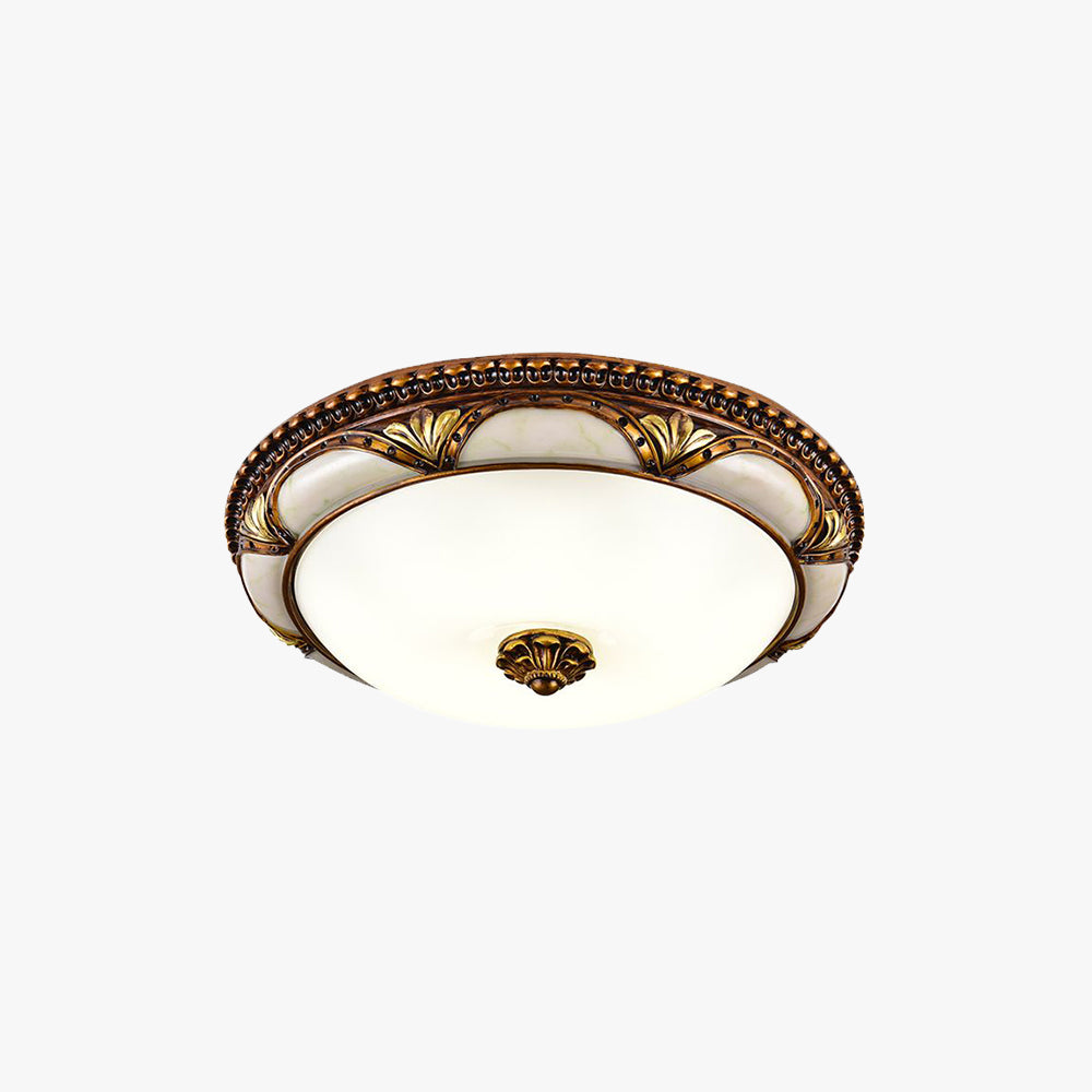 Epoch Floral Retro Antique Brass Flush Mount Ceiling Light