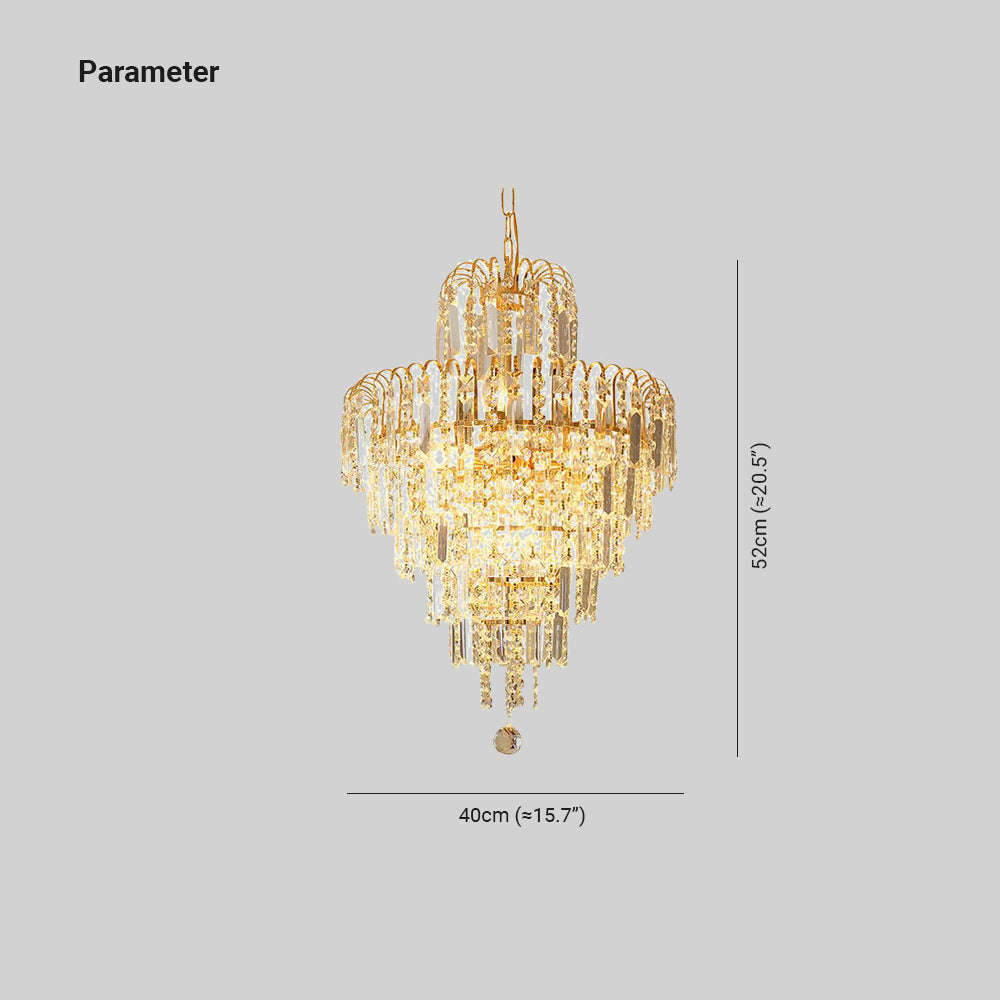 Kristy Luxury 5 Layers Tassel Crystal Gold Chandelier