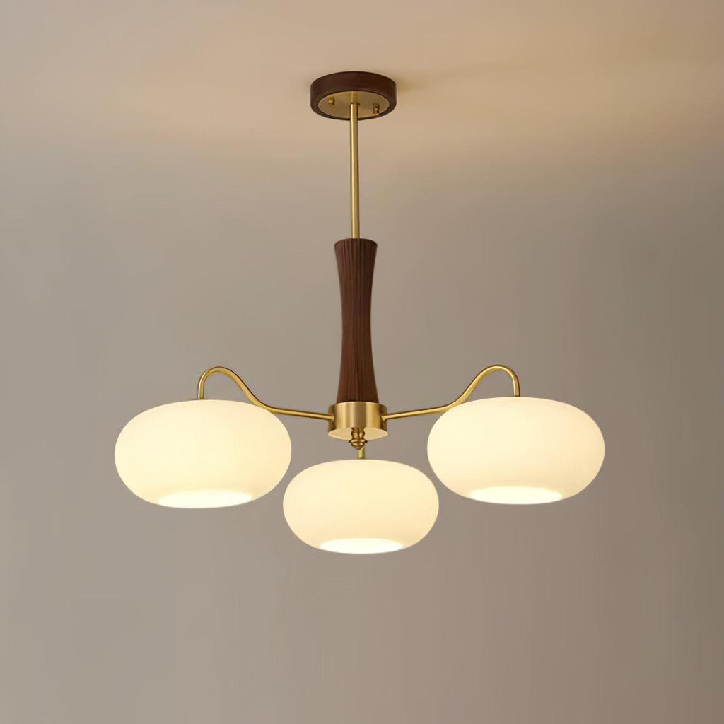 Candy Brass Wooden Glass Persimmon Chandelier