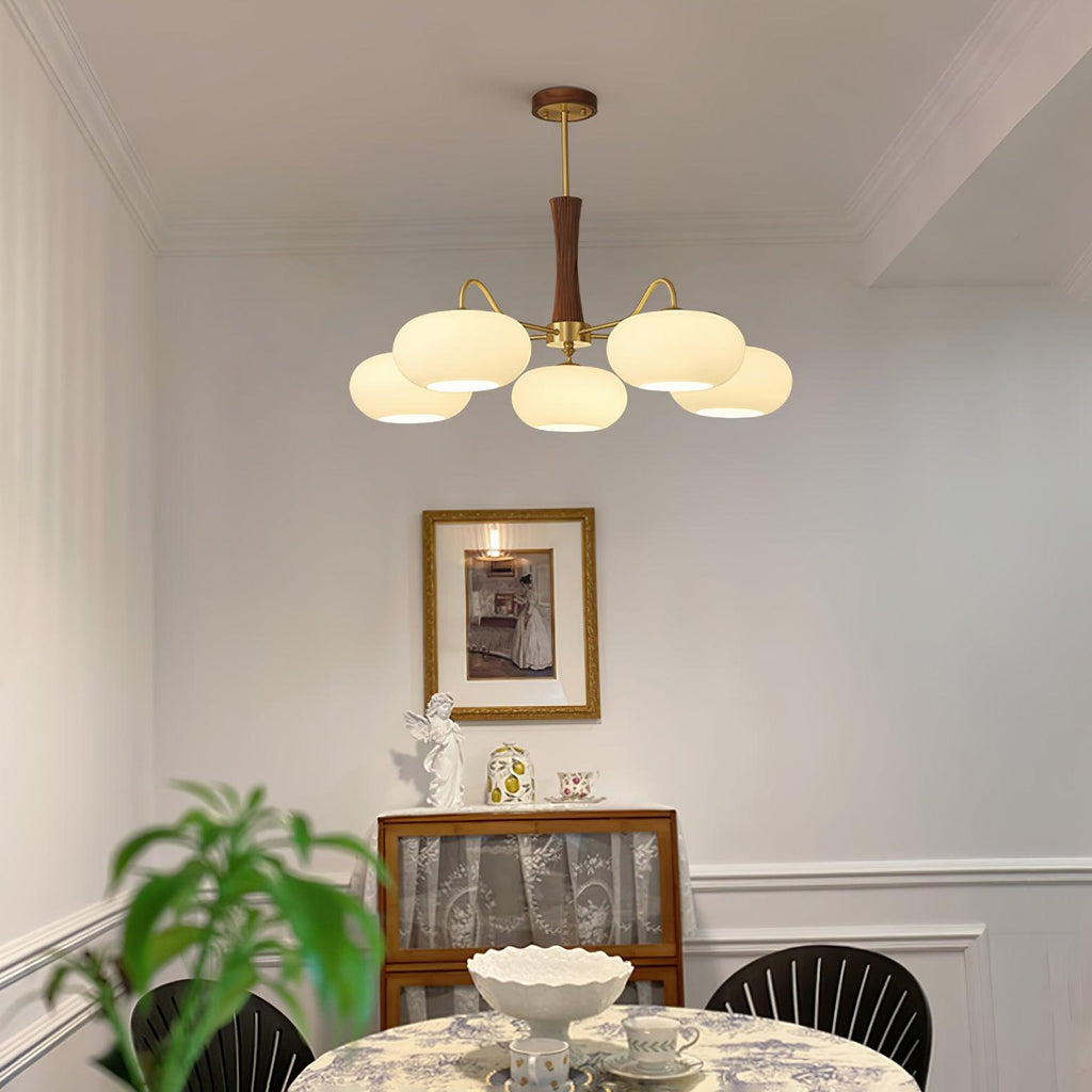 Candy Brass Wooden Glass Persimmon Chandelier
