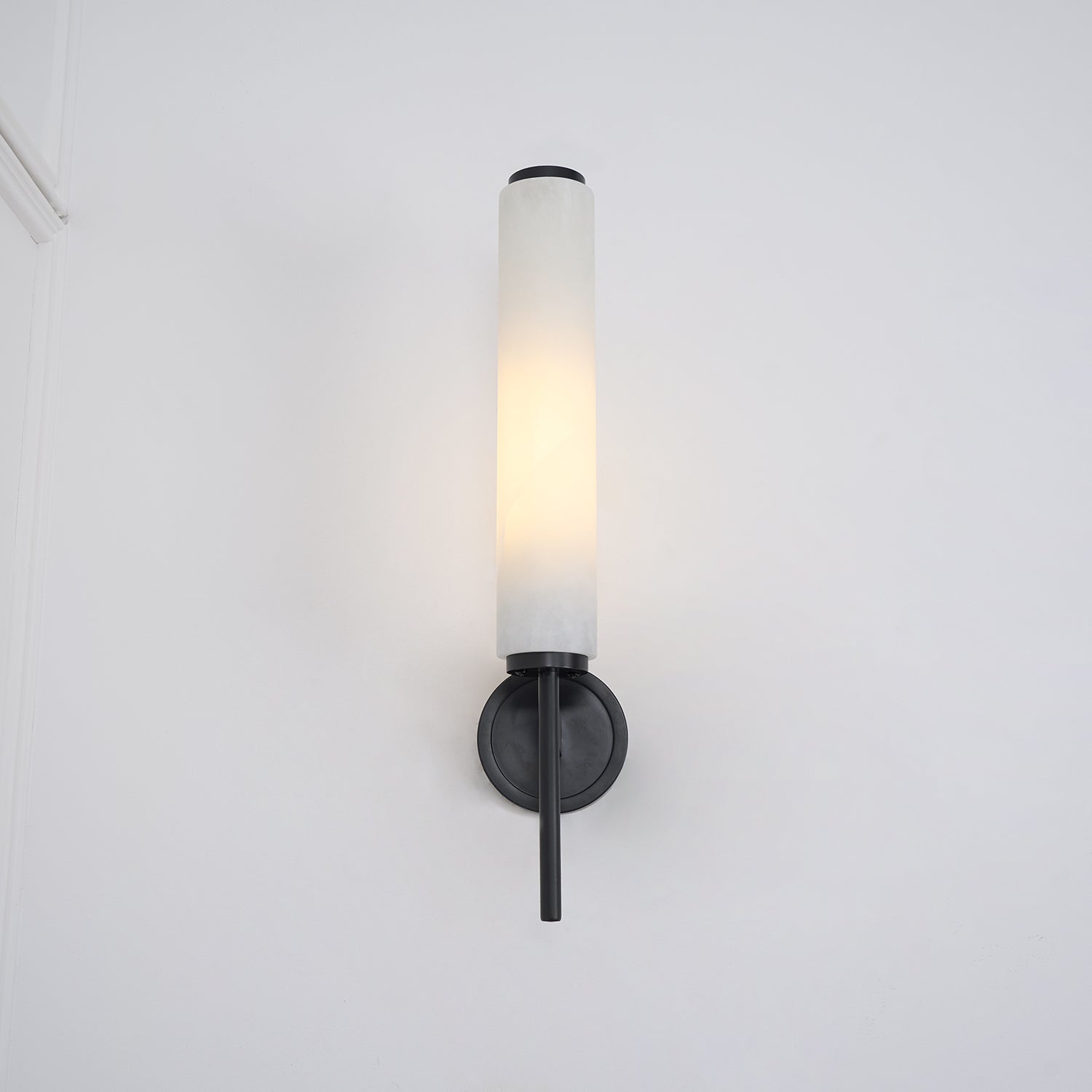 Iron Art Deco Alabaster Wall Lamp