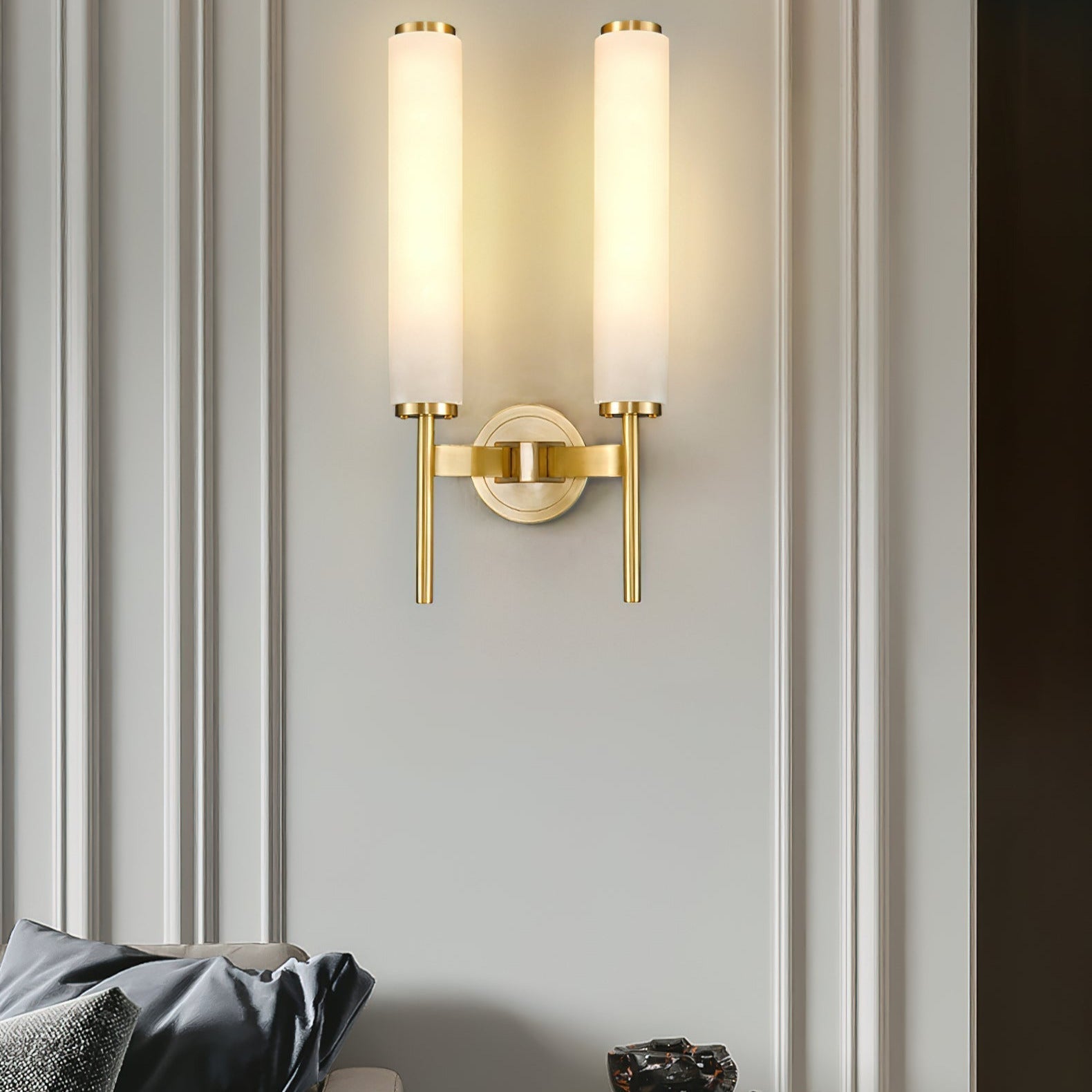 Iron Art Deco Alabaster Wall Lamp