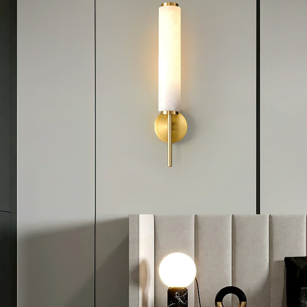 Iron Art Deco Alabaster Wall Lamp