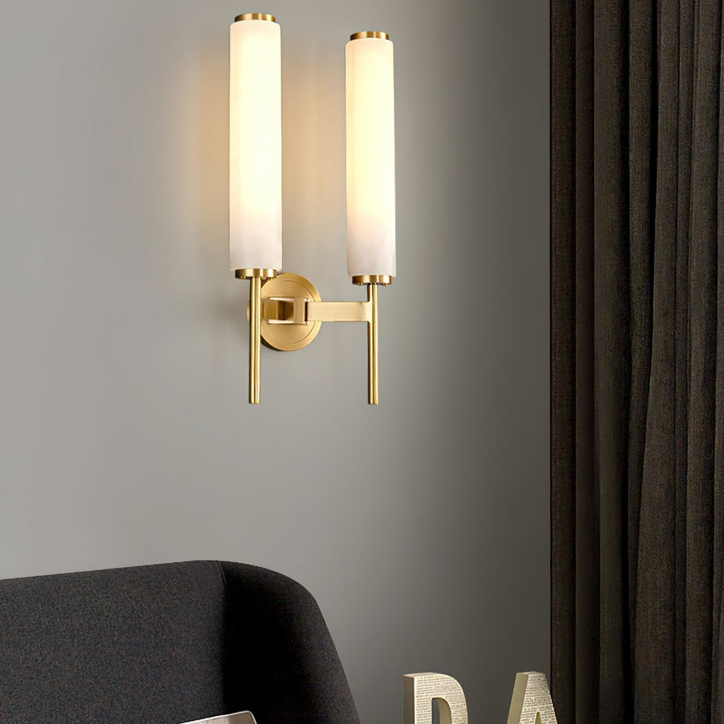 Iron Art Deco Alabaster Wall Lamp