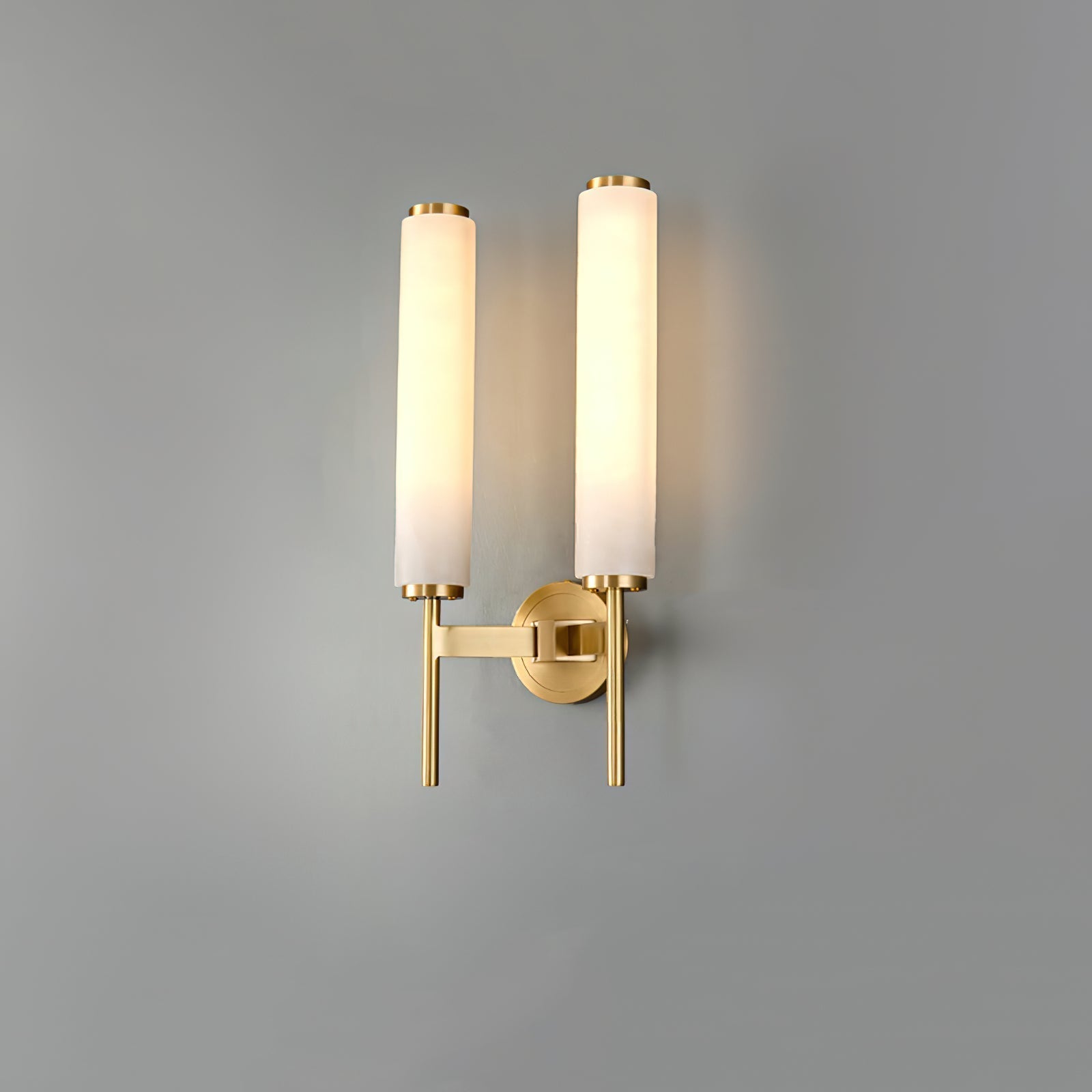Iron Art Deco Alabaster Wall Lamp