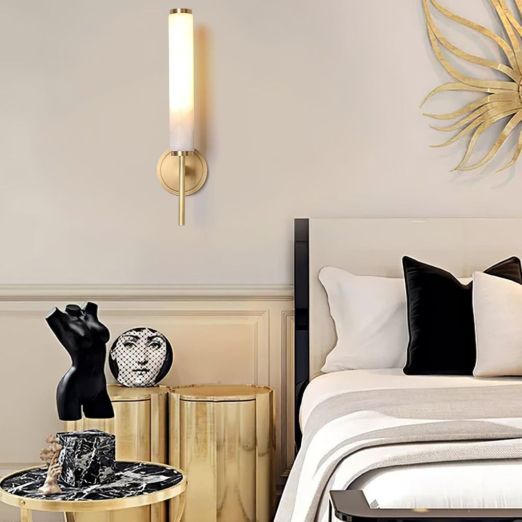 Iron Art Deco Alabaster Wall Lamp