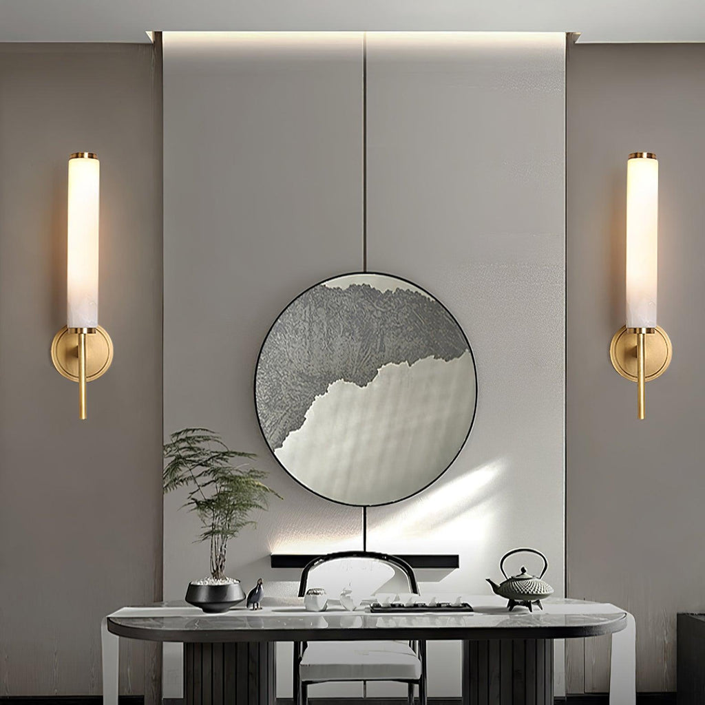 Iron Art Deco Alabaster Wall Lamp