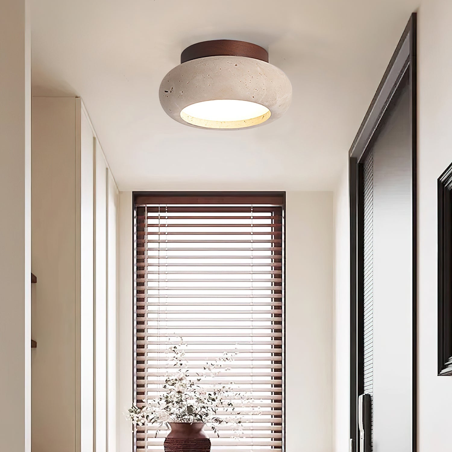 Astra Mini Donut Ceiling Light in Travertine