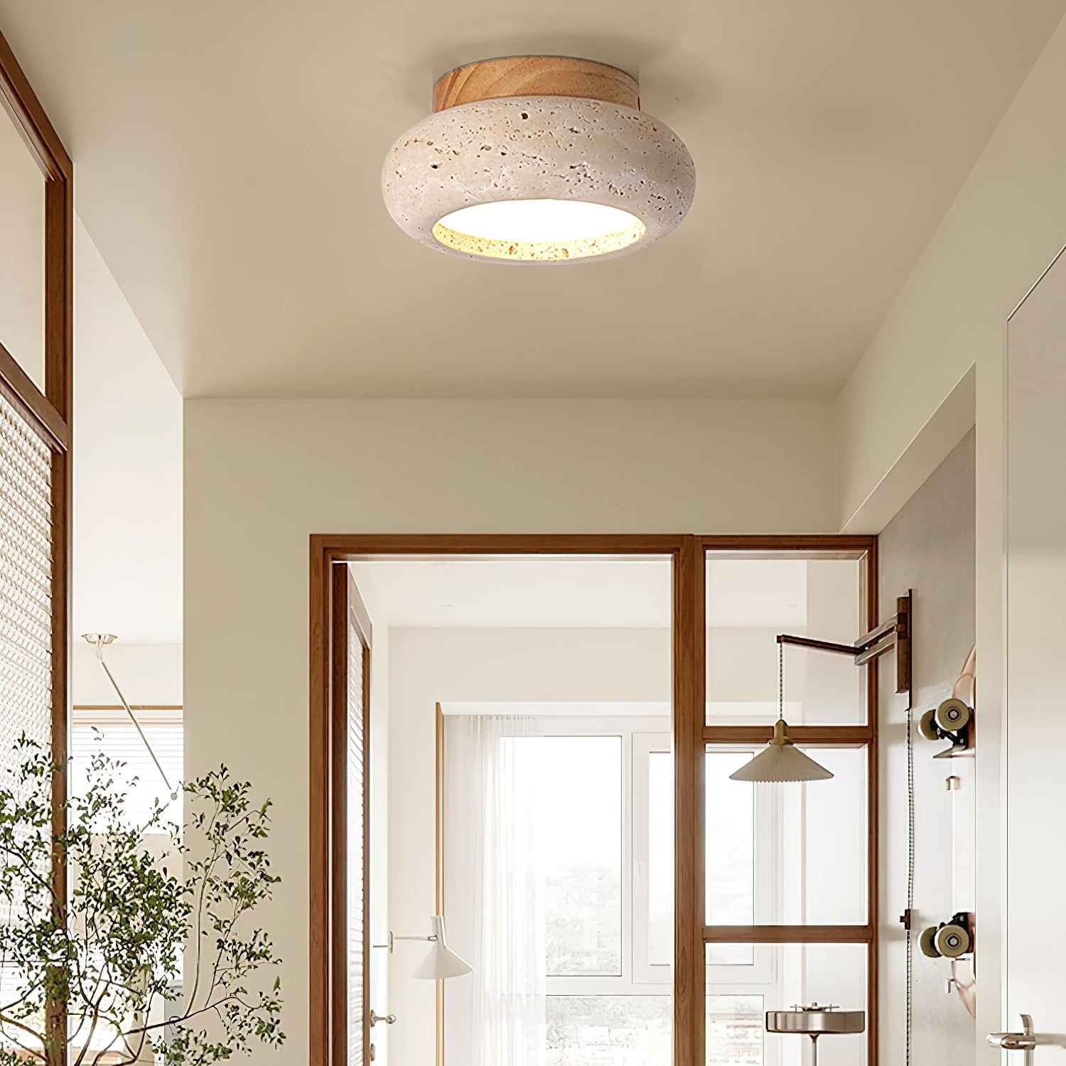 Astra Mini Donut Ceiling Light in Travertine