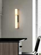 Arcus Wall Lamp Elegant Minimalist Modern Style in Brass and Alabaster