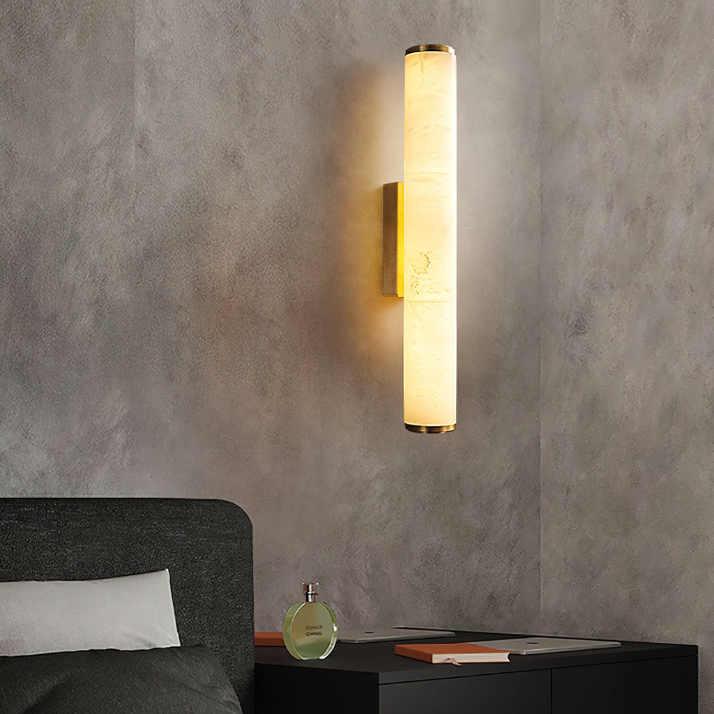 Arcus Wall Lamp Elegant Minimalist Modern Style in Brass and Alabaster