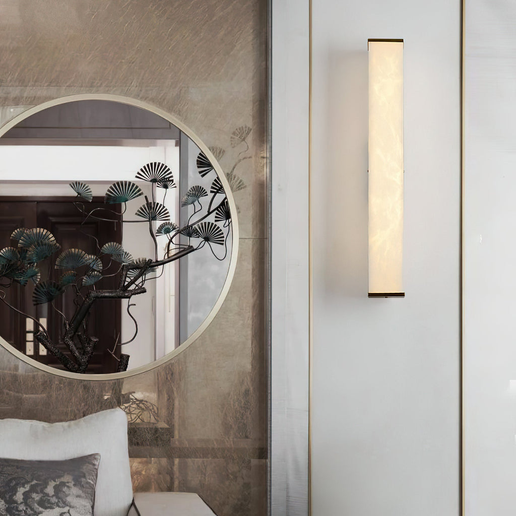 Arcus Wall Lamp Elegant Minimalist Modern Style in Brass and Alabaster