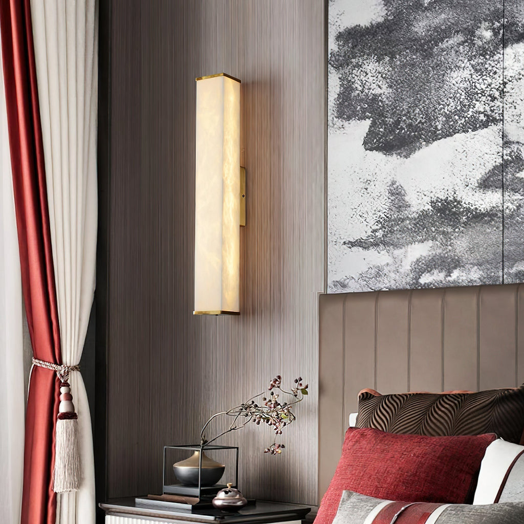 Arcus Wall Lamp Elegant Minimalist Modern Style in Brass and Alabaster