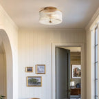 Castor Farmhouse Striped Glass Drum Ceiling Light