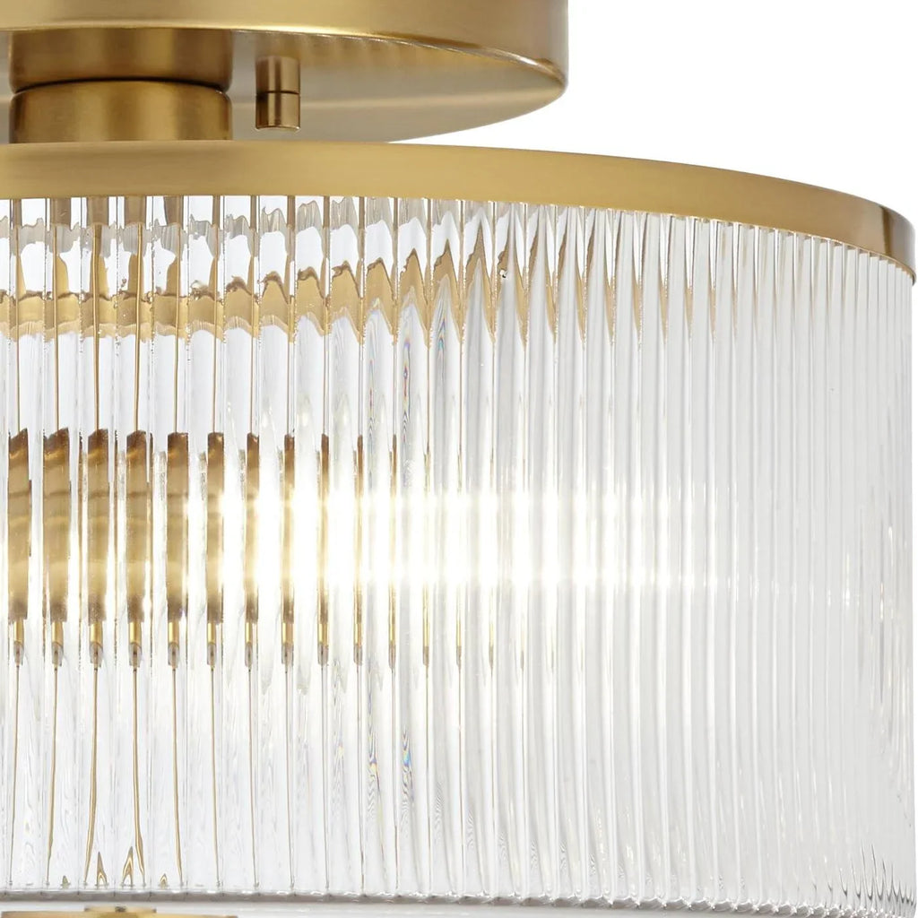 Castor Farmhouse Striped Glass Drum Ceiling Light