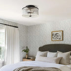 Castor Farmhouse Striped Glass Drum Ceiling Light