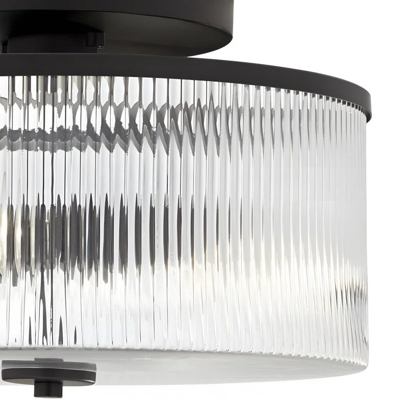 Castor Farmhouse Striped Glass Drum Ceiling Light