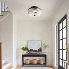 Castor Farmhouse Striped Glass Drum Ceiling Light