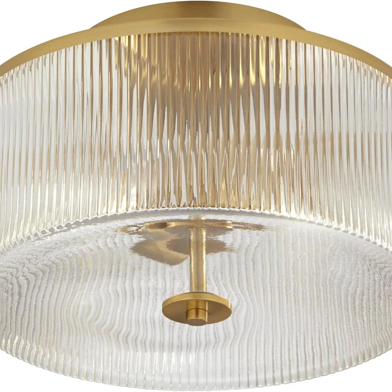 Castor Farmhouse Striped Glass Drum Ceiling Light