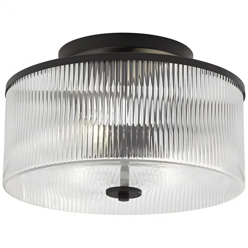 Castor Farmhouse Striped Glass Drum Ceiling Light
