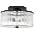 Castor Farmhouse Striped Glass Drum Ceiling Light