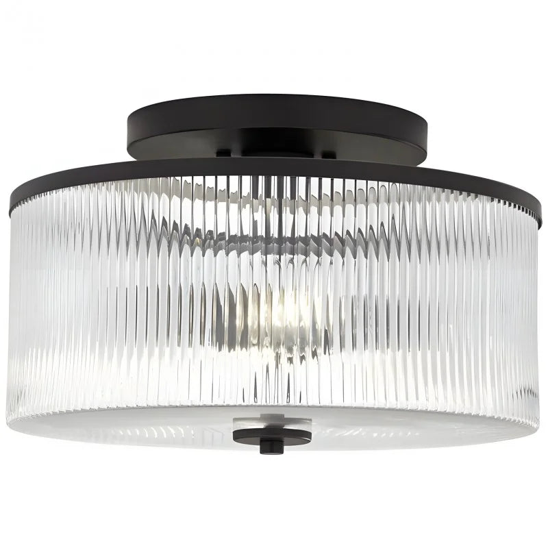 Castor Farmhouse Striped Glass Drum Ceiling Light